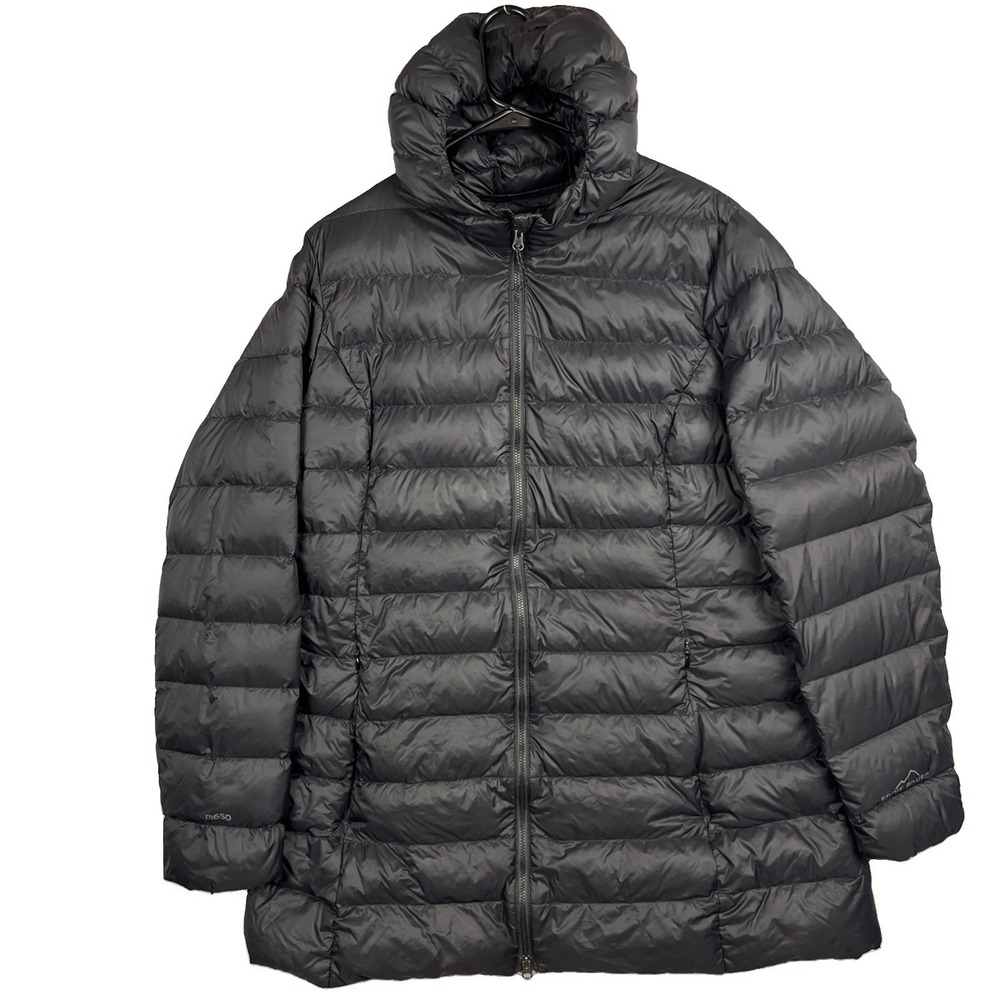 Eddie Bauer Women's XL CirrusLite EB650 Down Hooded Parka Jacket Black Puffer